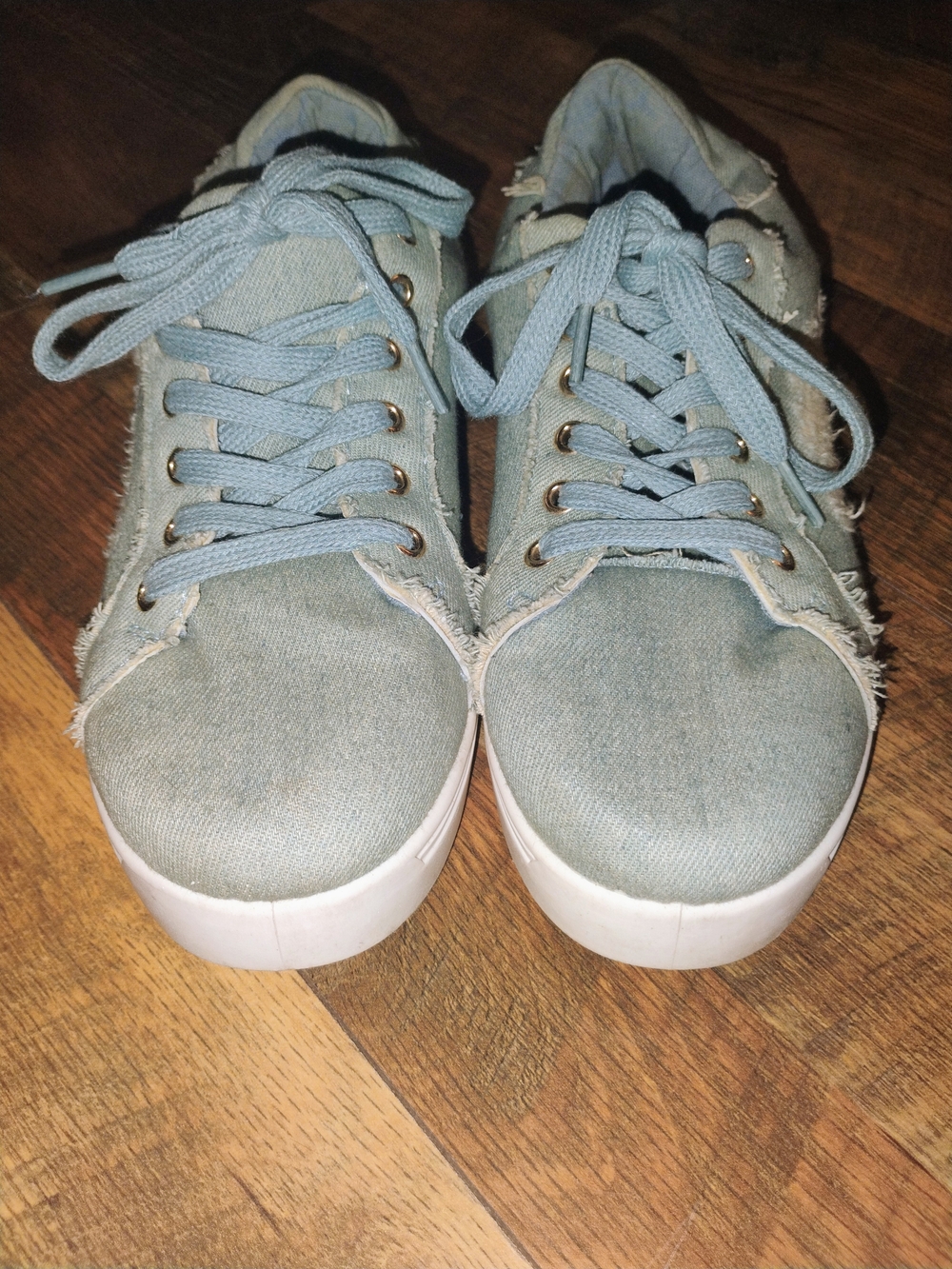 Everyday Light Blue Canvas Lace-Up Sneakers for Women